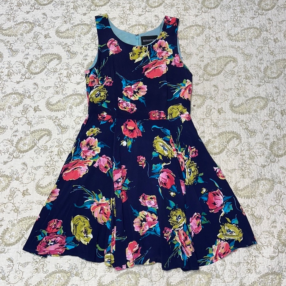 MINKPINK Navy Floral Dress